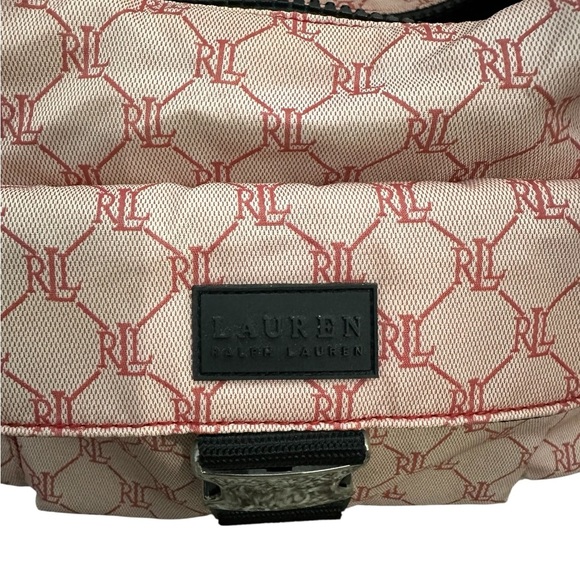 Vintage 90's RLL Lauren Ralph Lauren Pink Hobo Handbag Purse Monogram Nylon - Picture 7 of 7